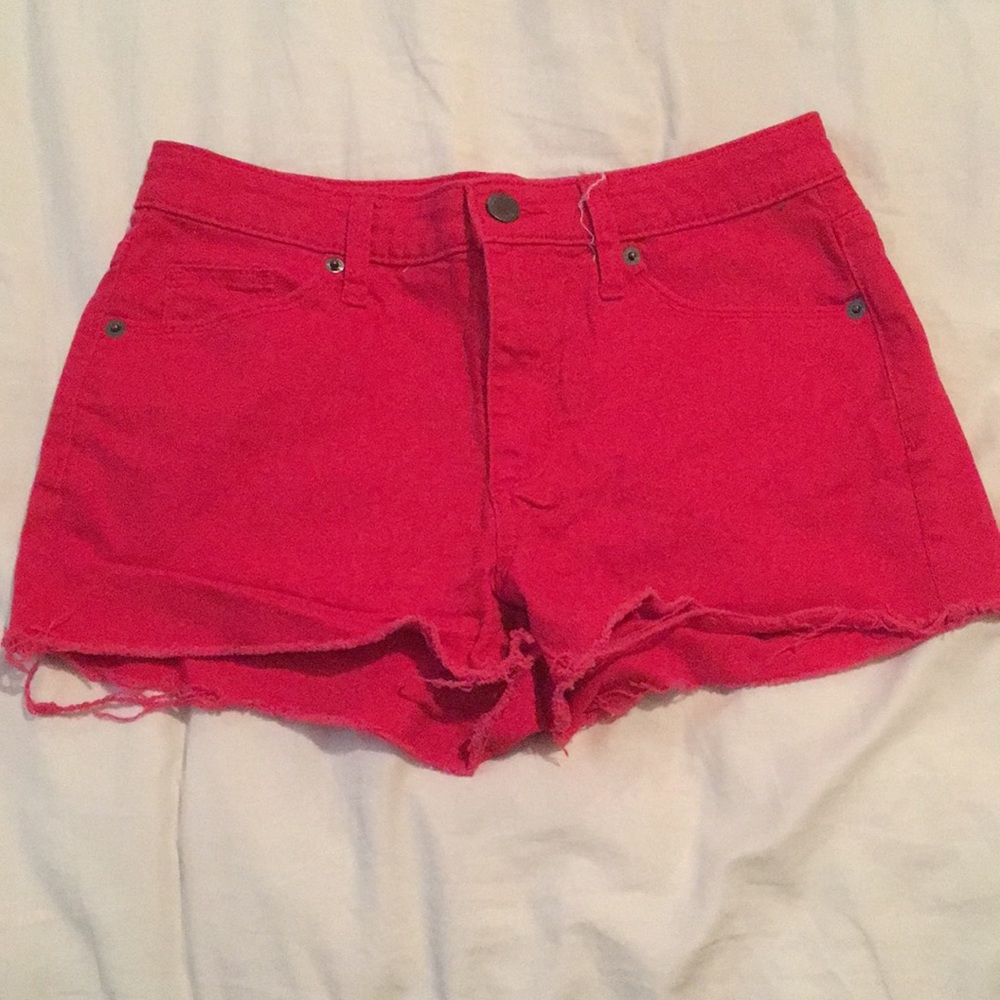 Red Jean shorts
